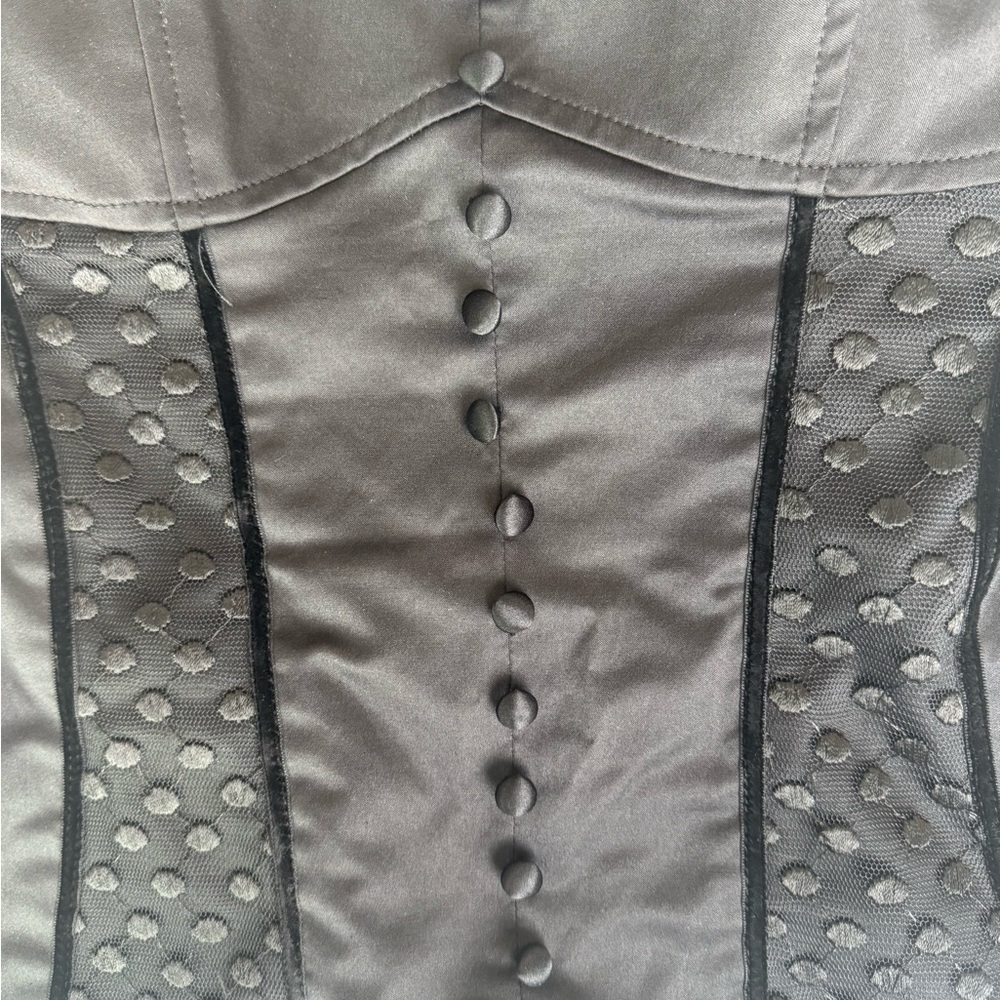 Black Lace-Trim Satin Bustier Top - Picture 4 of 4